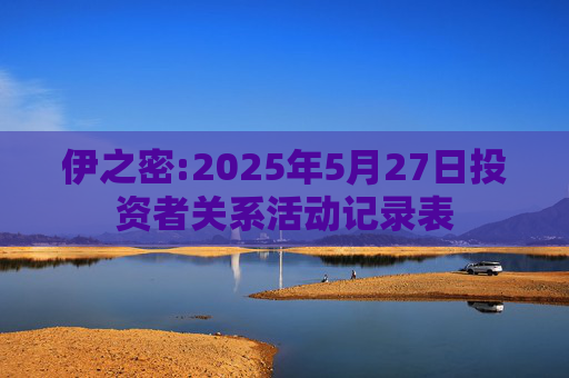 伊之密:2025年5月27日投资者关系活动记录表